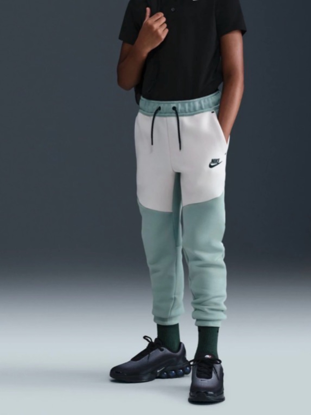 Nike Kids' Tech Fleece Joggers- Dust Sage/Lt Or Brwn/Black